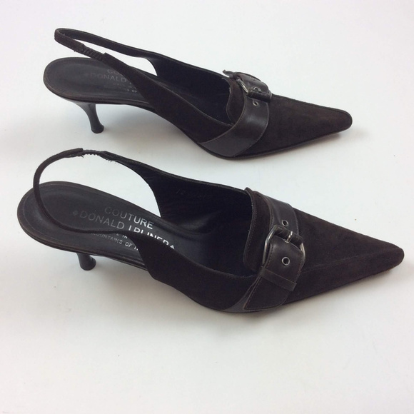 Donald Pliner Heels Size 6.5 Dark Brown Slingback - Picture 4 of 7